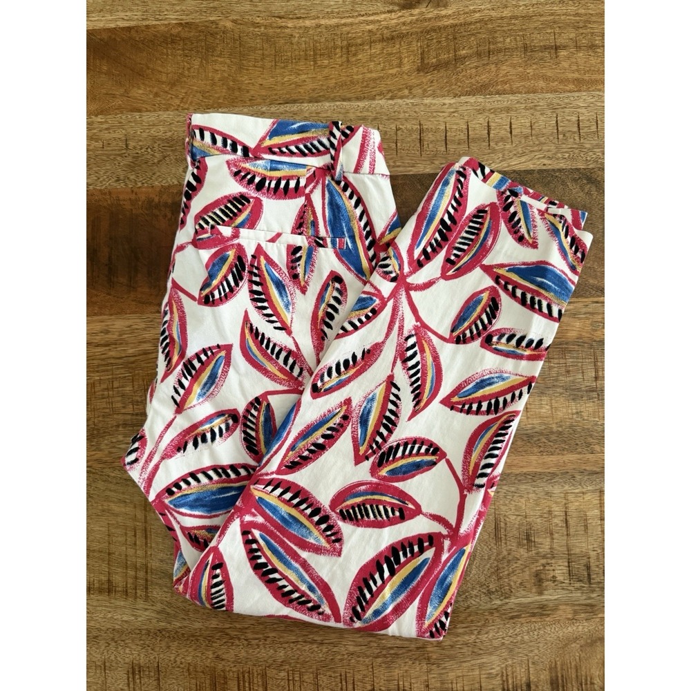 J.CREW Floral & Nature Ankle Pants Twill Straight Leg Cotton Elastane Multicolor